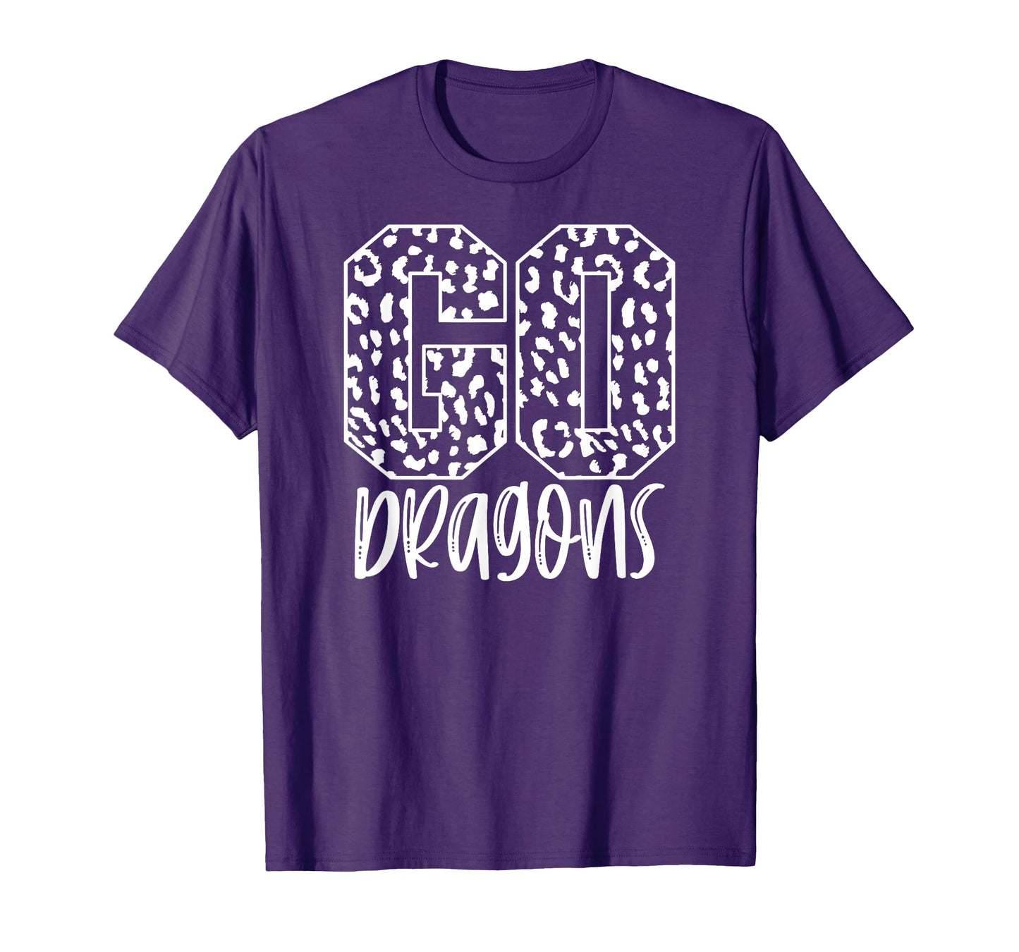 Dragons Team Mascot School Spirit Game Night Leopard Print T-Shirt