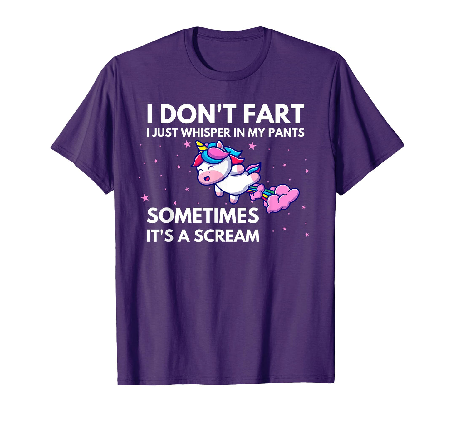 I Don't Fart I Just Whisper In My Pants Funny Unicorn T-Shirt