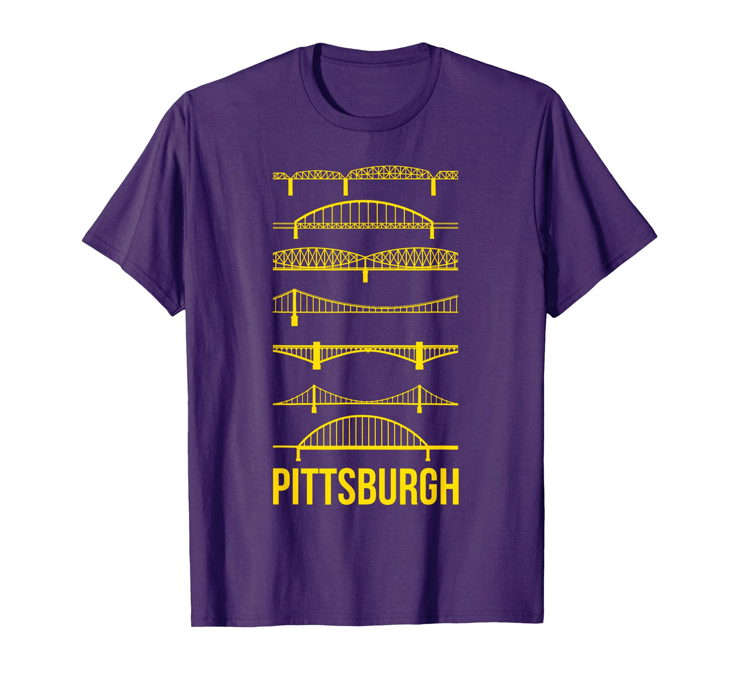 Pittsburgh Bridges Black and Yellow Silhouettes T-Shirt