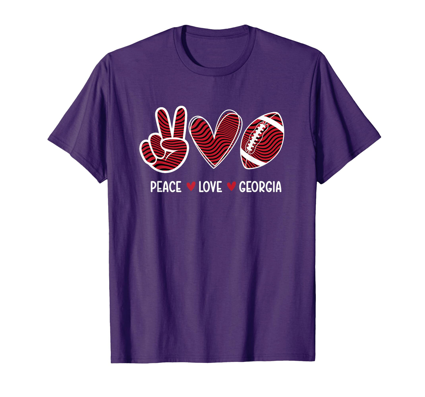Peace Love Georgia - Georgia Football Lover Game Day T-Shirt