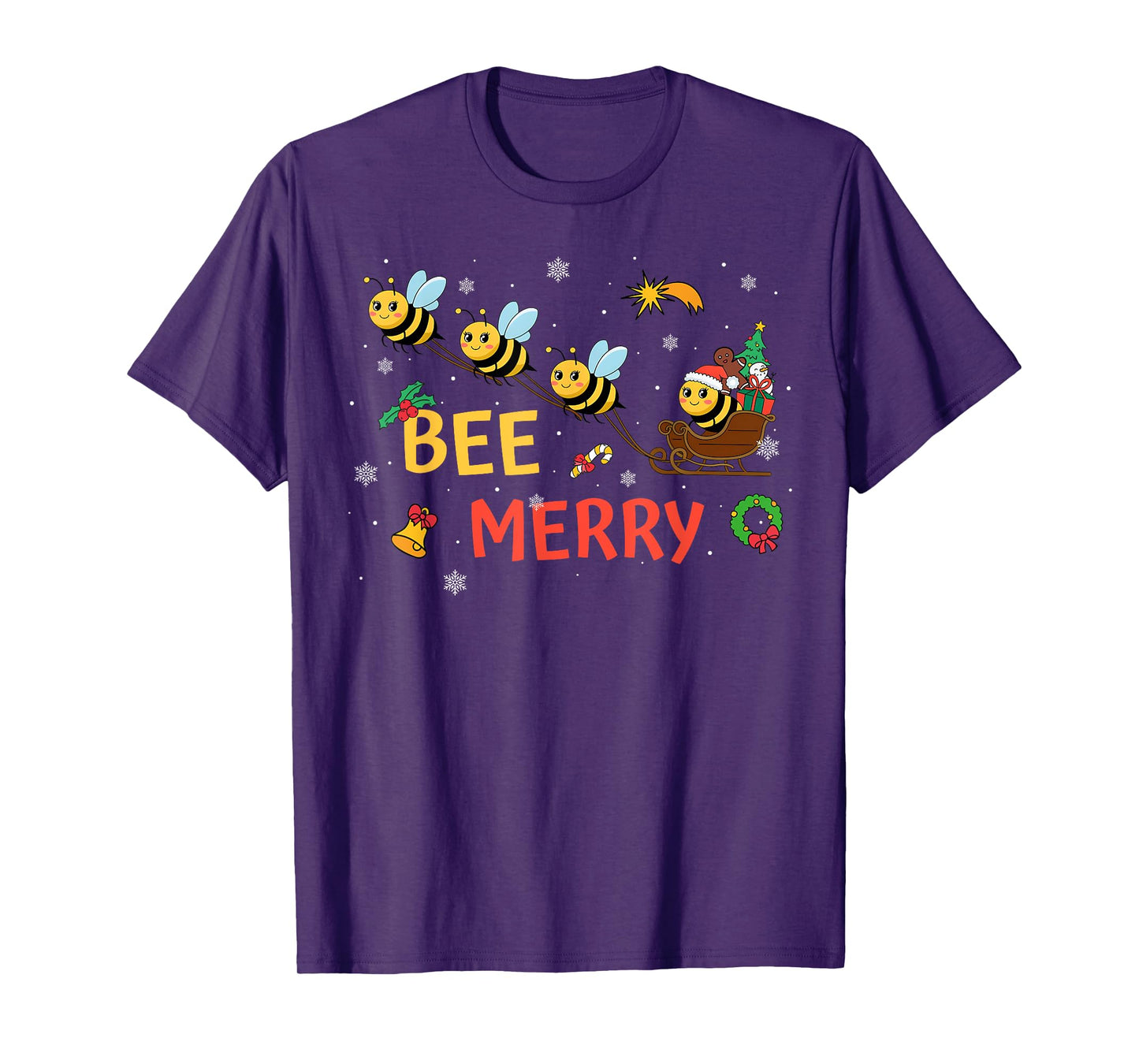 Bee Merry Christmas Beekeeper Xmas Holiday Santa Sleigh Ride T-Shirt