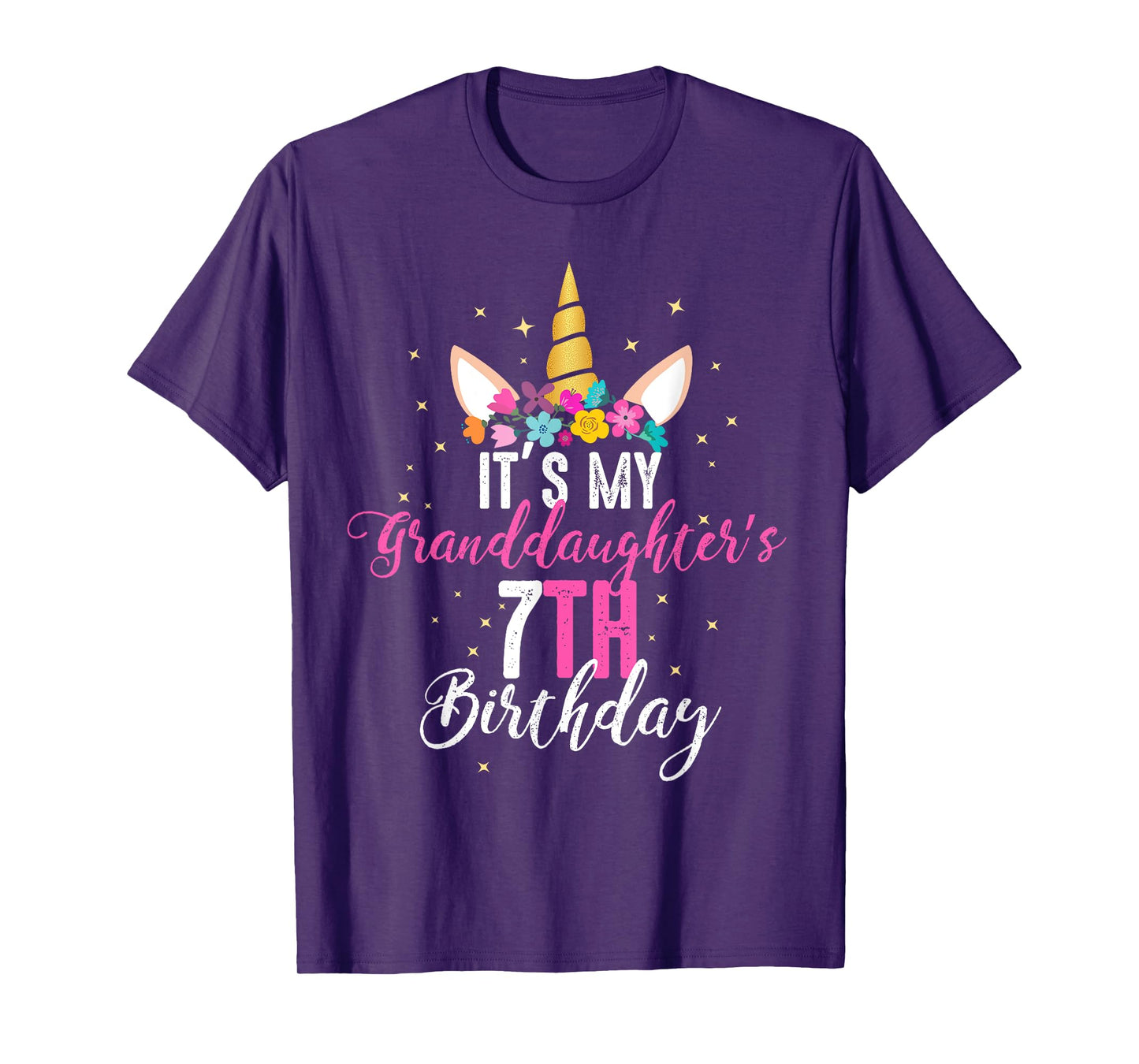Its My Granddaughters 7th Birthay Girl Unicorn Birthday T-Shirt
