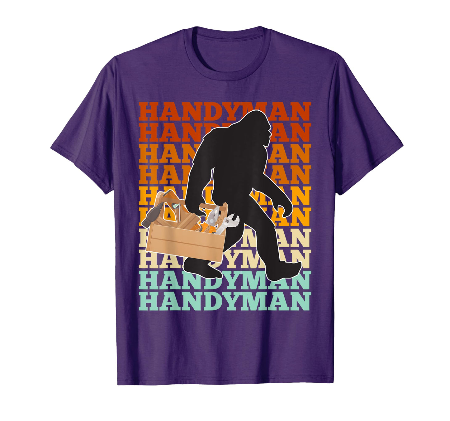 Handyman Bigfoot Retro Tools Toolbox Yeti Sasquatch T-Shirt