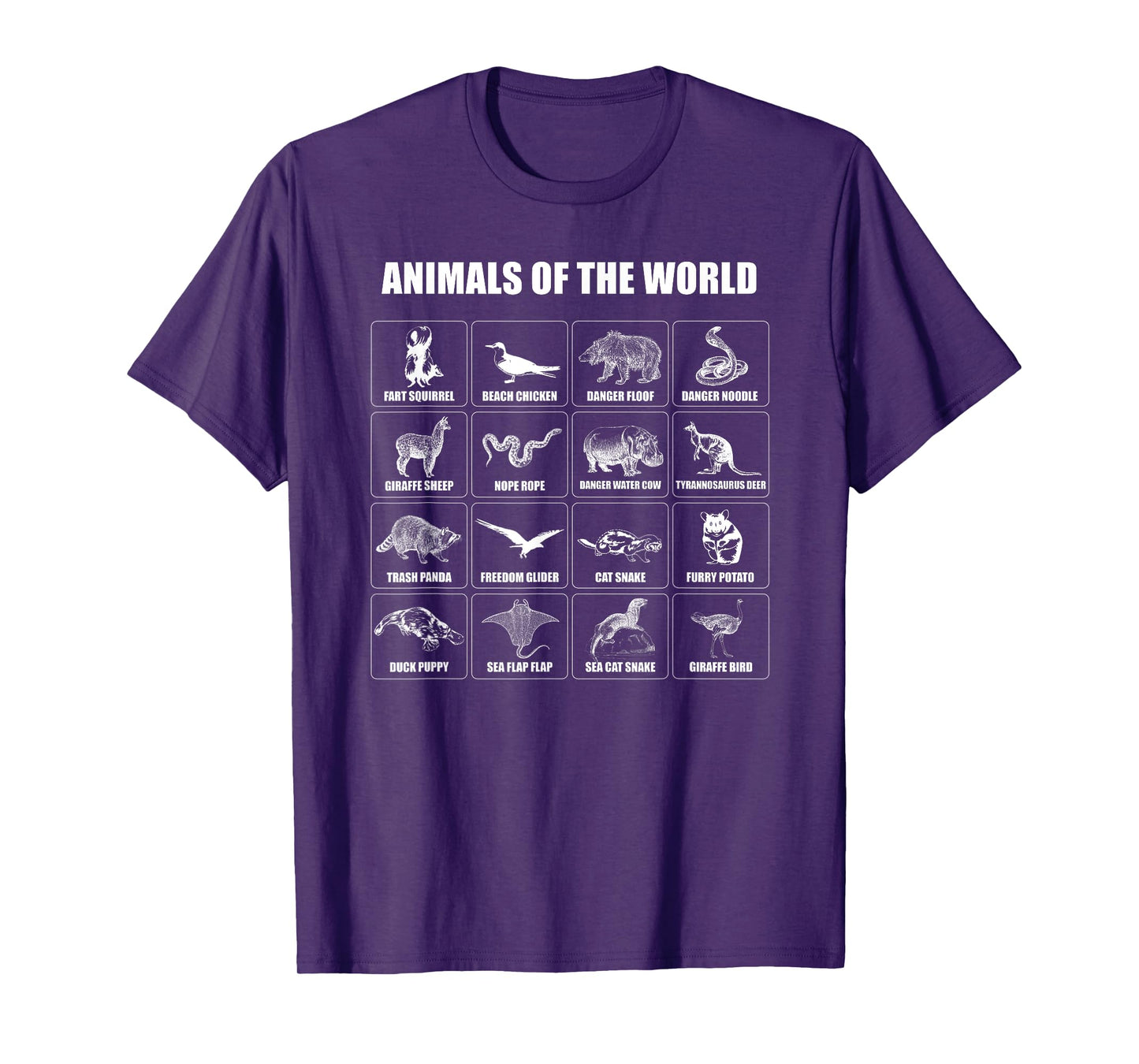 Animals Of The World T Shirt Funny Men Women Boys Girls T-Shirt