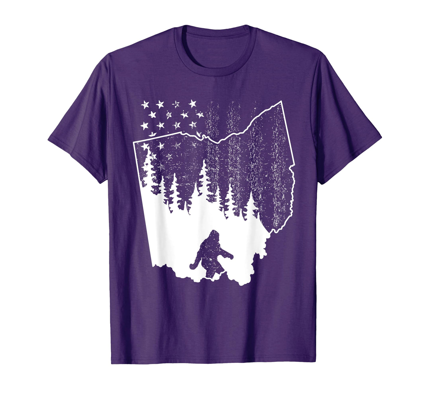 Ohio Bigfoot American Flag Sasquatch Usa Silhouette Ohio Map T-Shirt