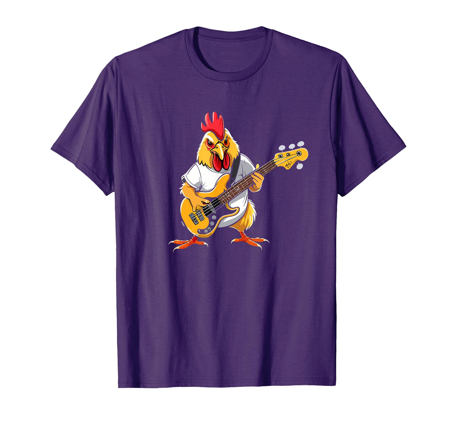 Chicken playing Bass Guitar, Chicken Guitarist T-Shirt