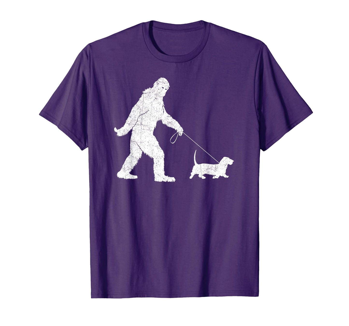 Funny Bigfoot Sasquatch Walking Basset Hound Dog Lovers T-Shirt