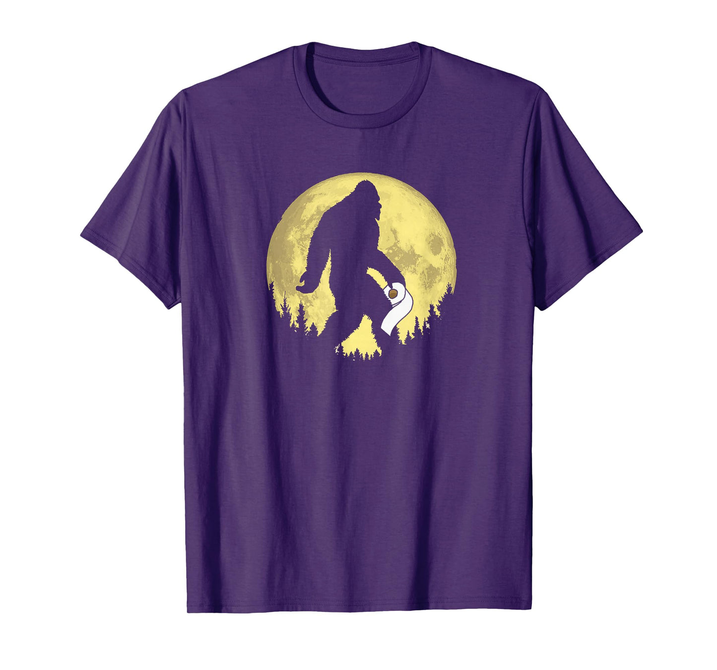 Funny Bigfoot & Toilet Paper Night Time Moon Graphic T-Shirt