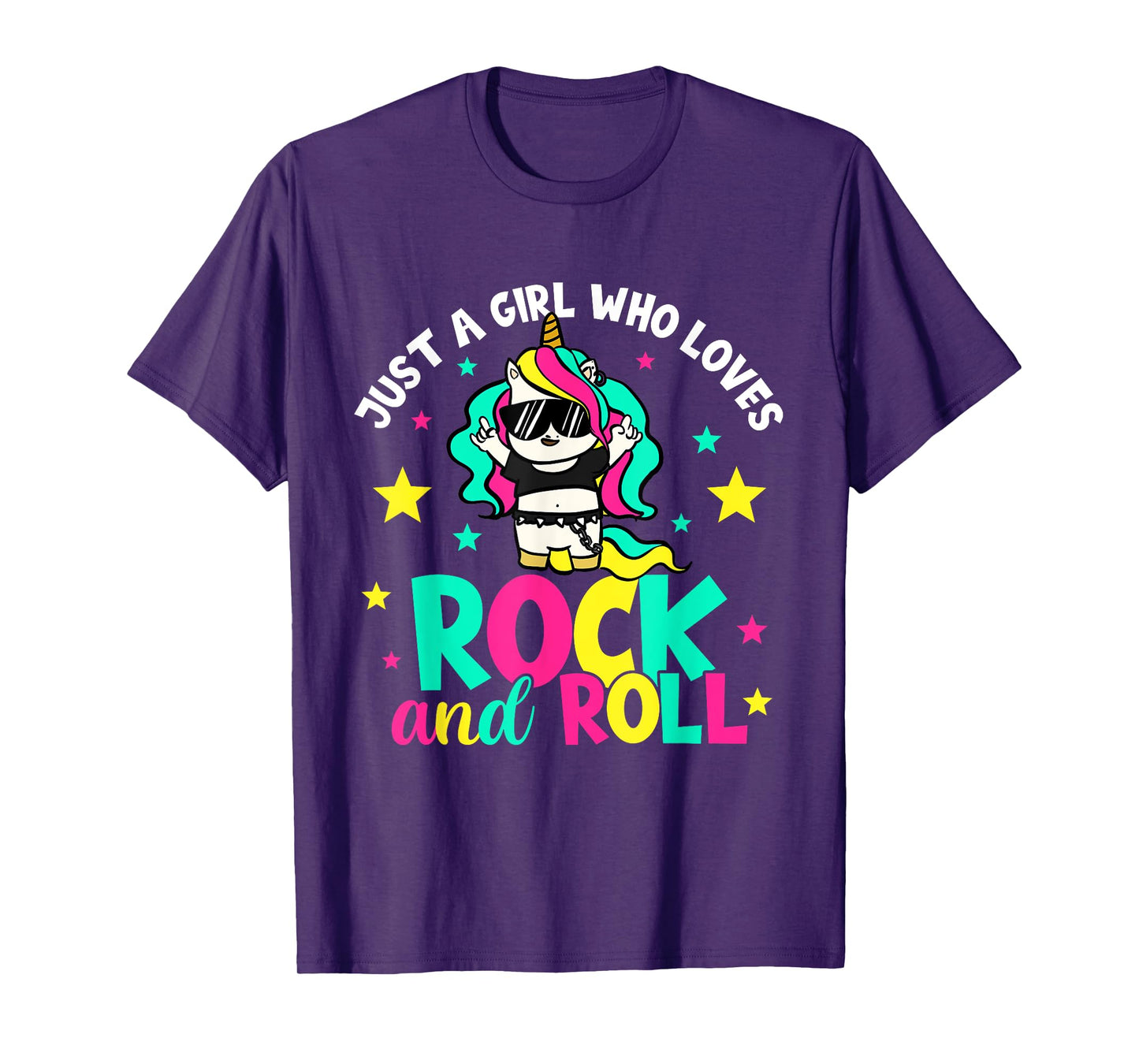 Just A Girl Who Loves Rock And Roll Funny Unicorn Lover T-Shirt
