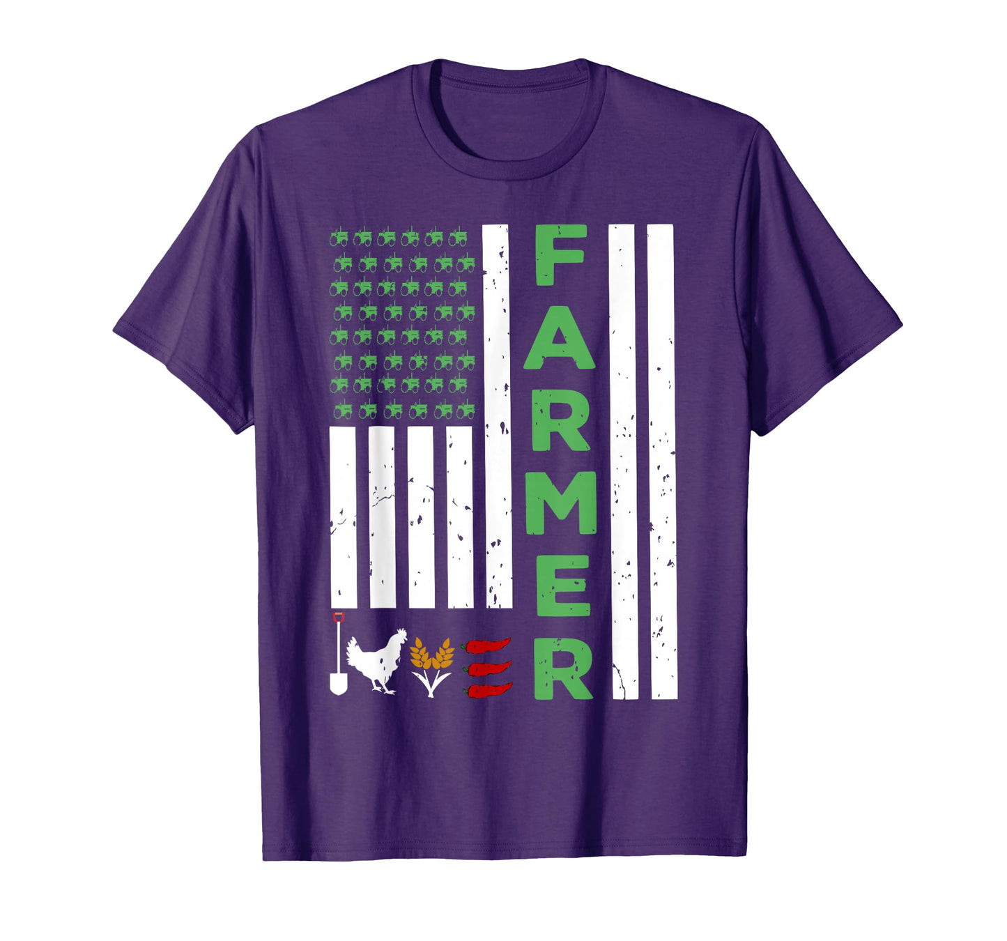 Tractor Farmer American Flag Agricultural Worker T-Shirt