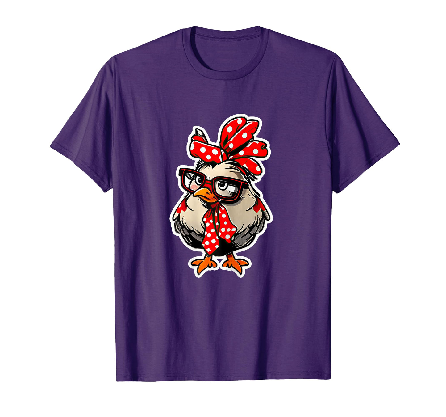 Cute Chicken With Bandana Headband and Glasses Women Girl T-Shirt