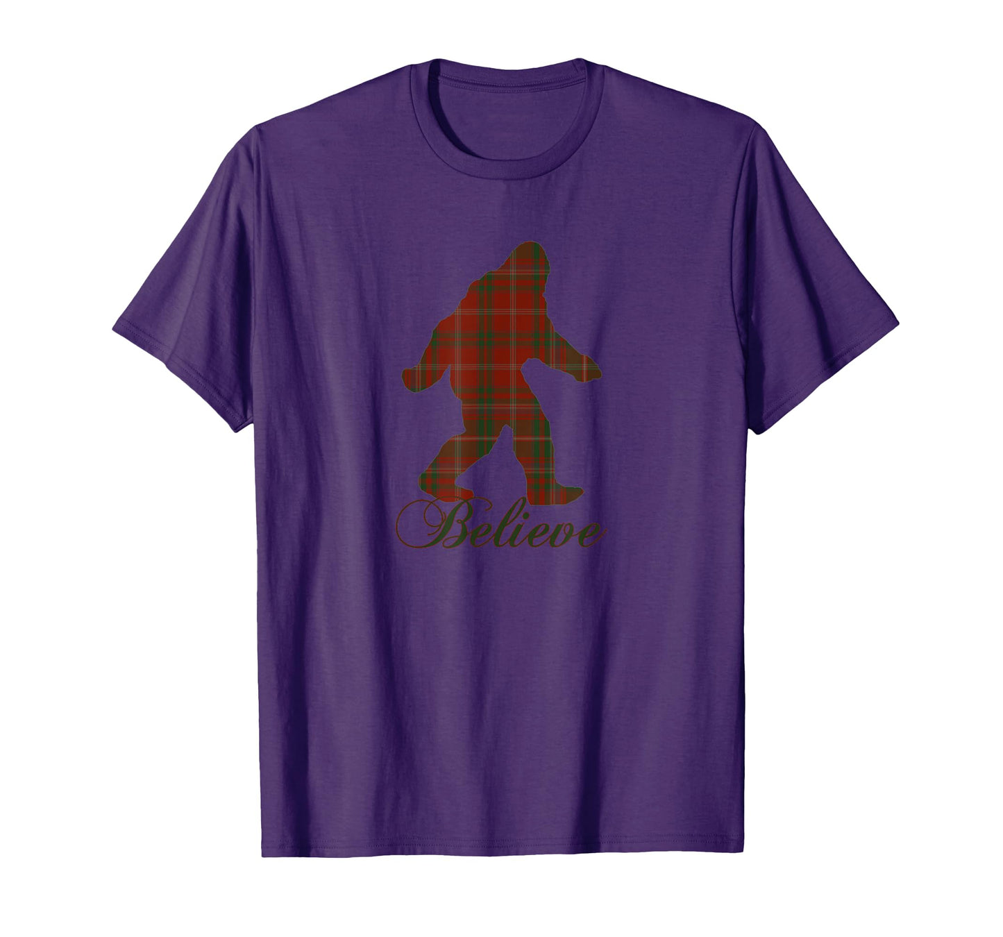 Plaid Bigfoot Sasquatch Yeti Believe Christmas Pajamas Gift T-Shirt