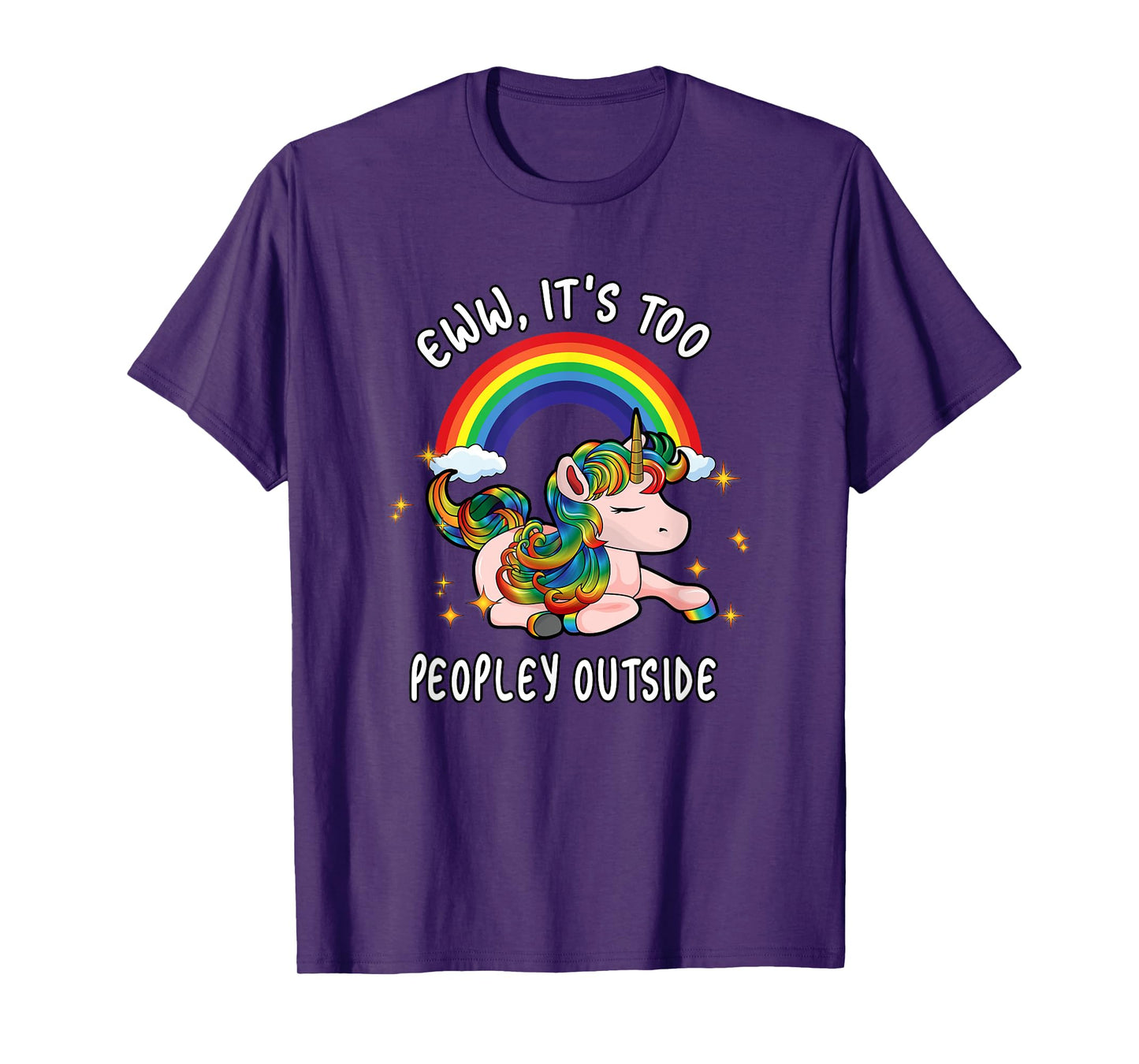 Cute Emo Unicorn Introvert Gift Ew It's Too Peopley Outside T-Shirt