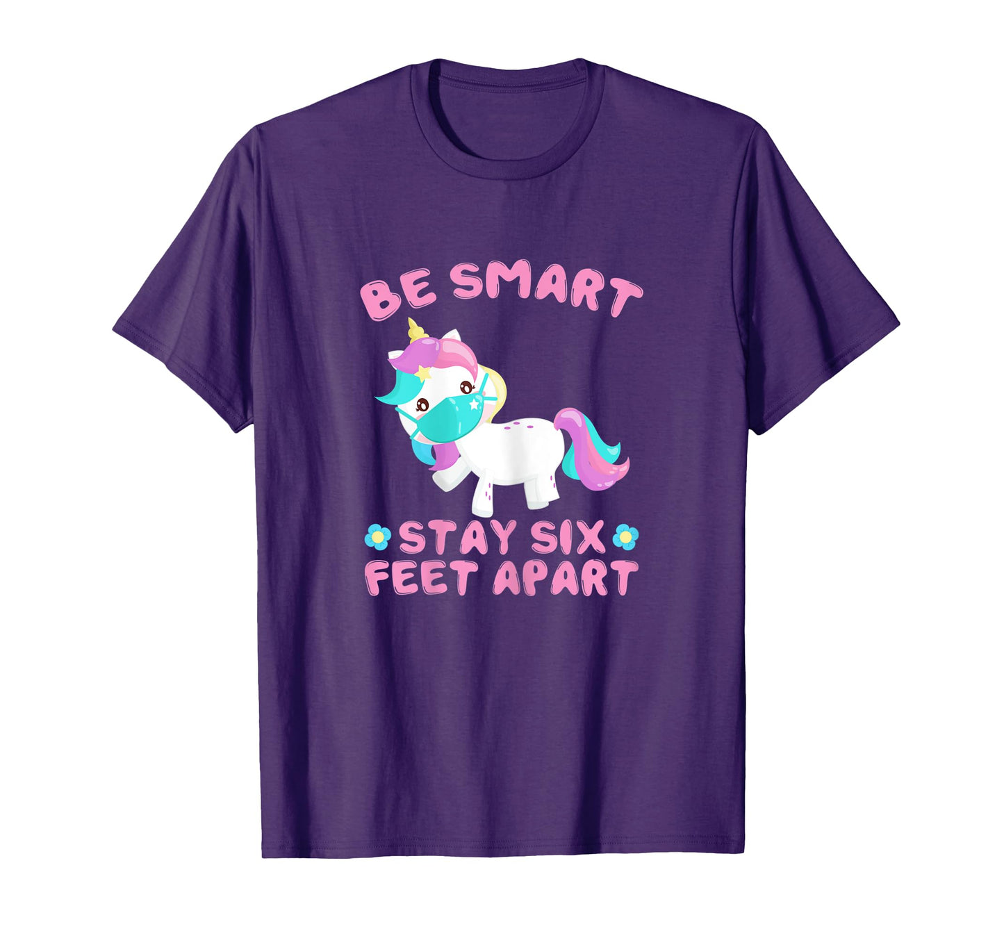 Stay 6 Feet Apart Funny Social Distancing Face Mask Unicorn T-Shirt