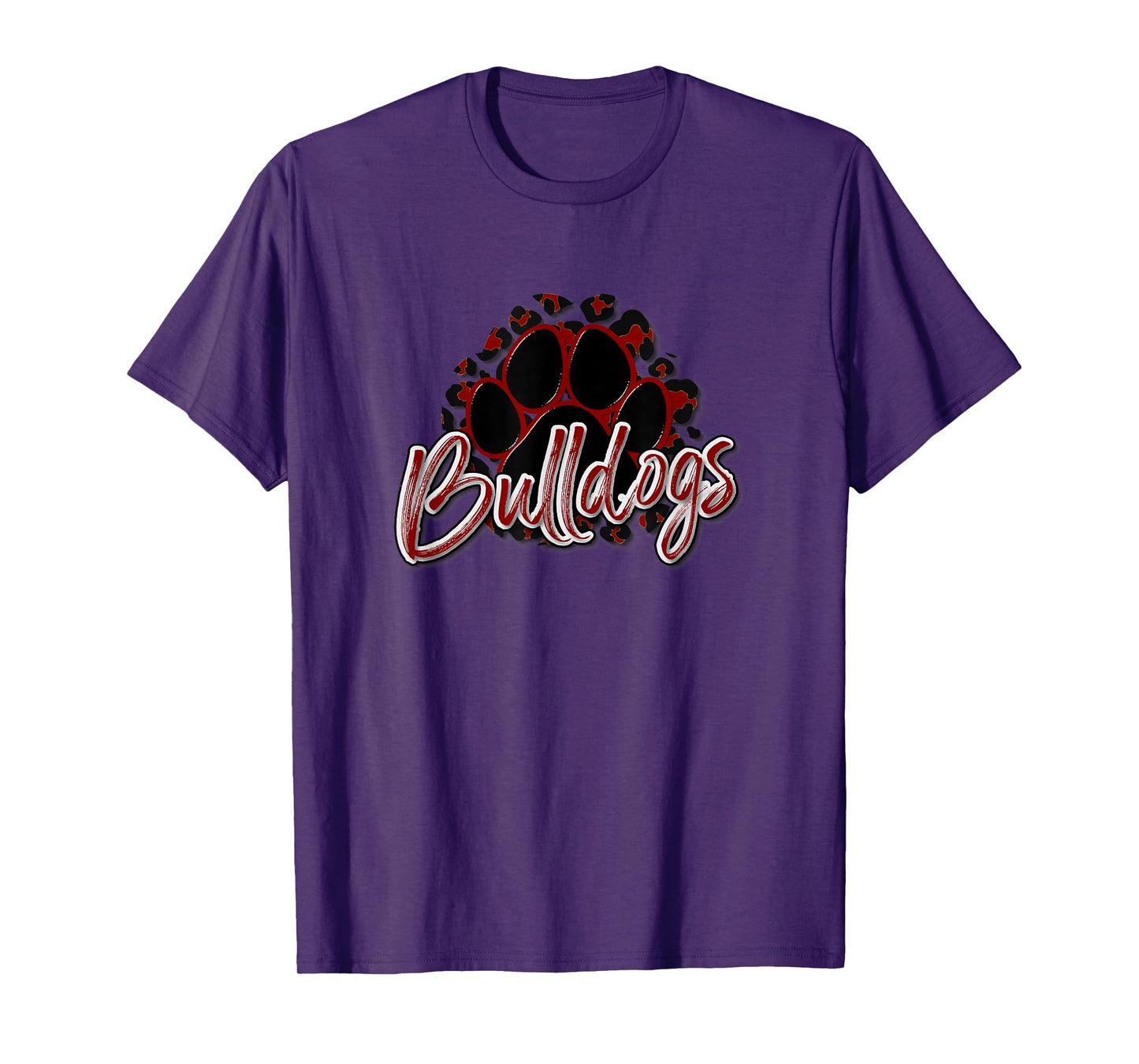 Bulldogs Maroon Black Cheetah School Sports Fan Team Spirit T-Shirt
