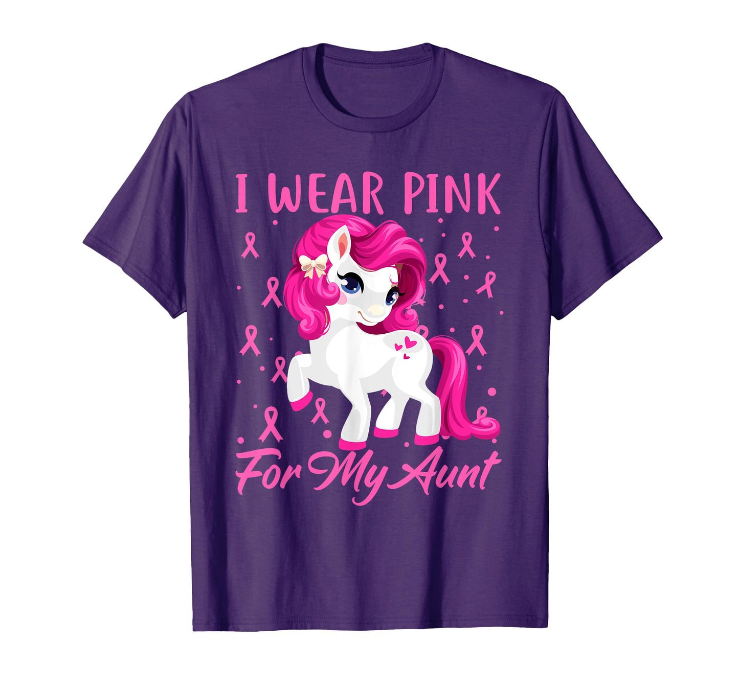 I Wear Pink For My Aunt Breast Cancer Awareness Unicorn T-Shirt