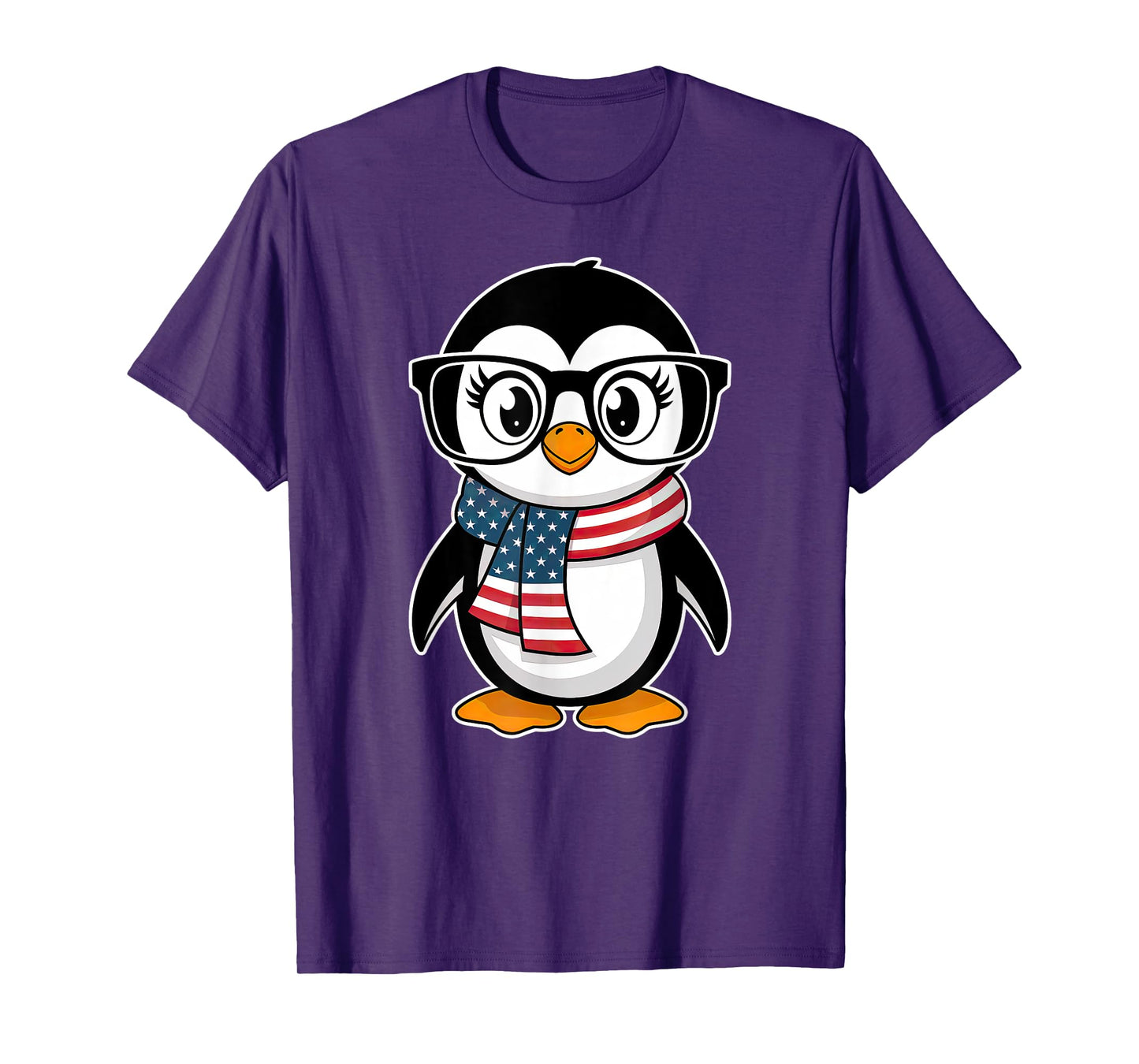 Penguin 4th of July USA American Flag Patriotic Cute T-Shirt