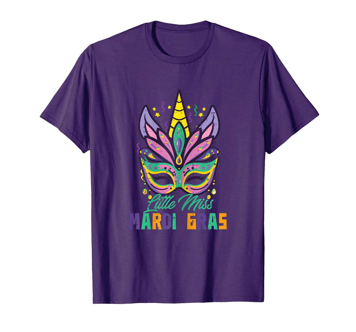 Little Miss Mardi Gras Unicorn Mask Toddler Girls Kids Youth T-Shirt