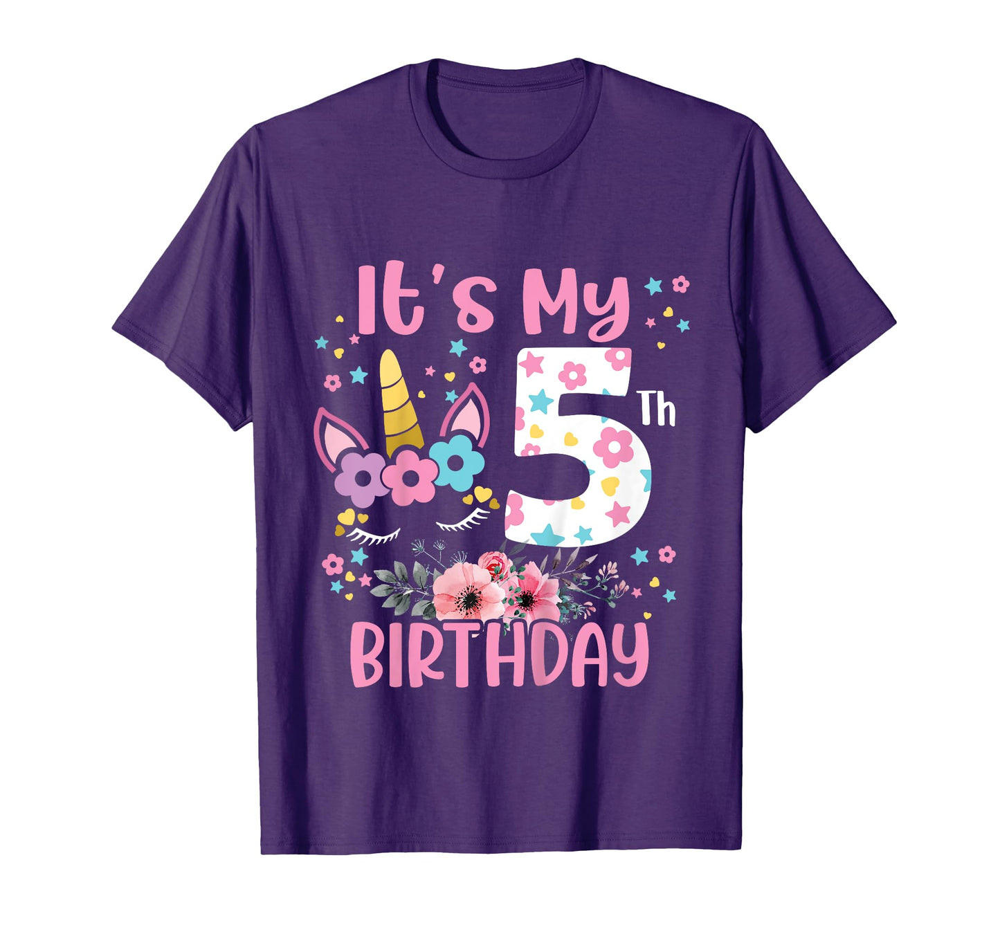 Its My 5 Years Old Gift Girls Teens 5th Birthday Unicorn T-Shirt