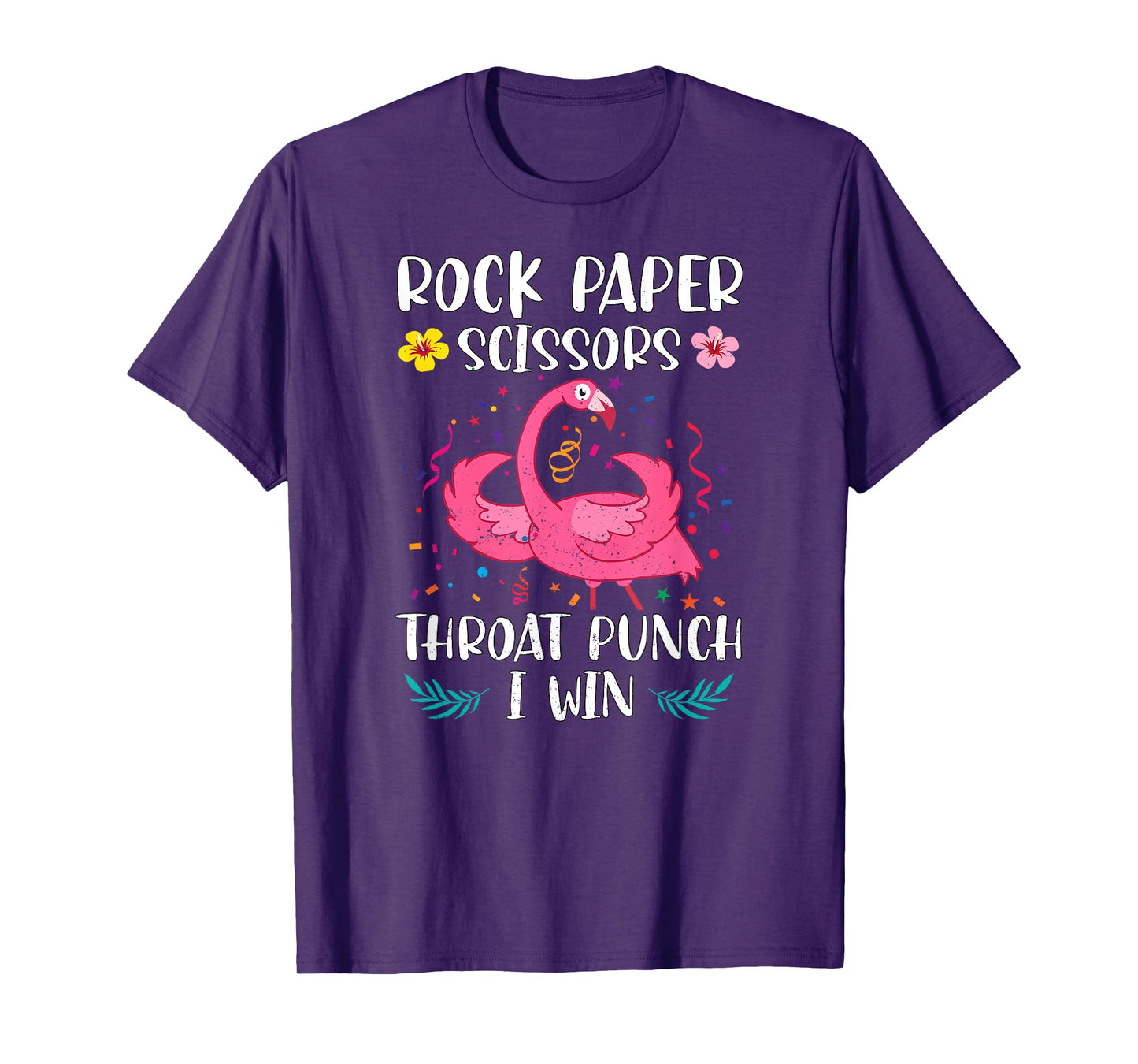 Rock Paper Scissors Throat Punch I Win Funny Flamingo Game T-Shirt