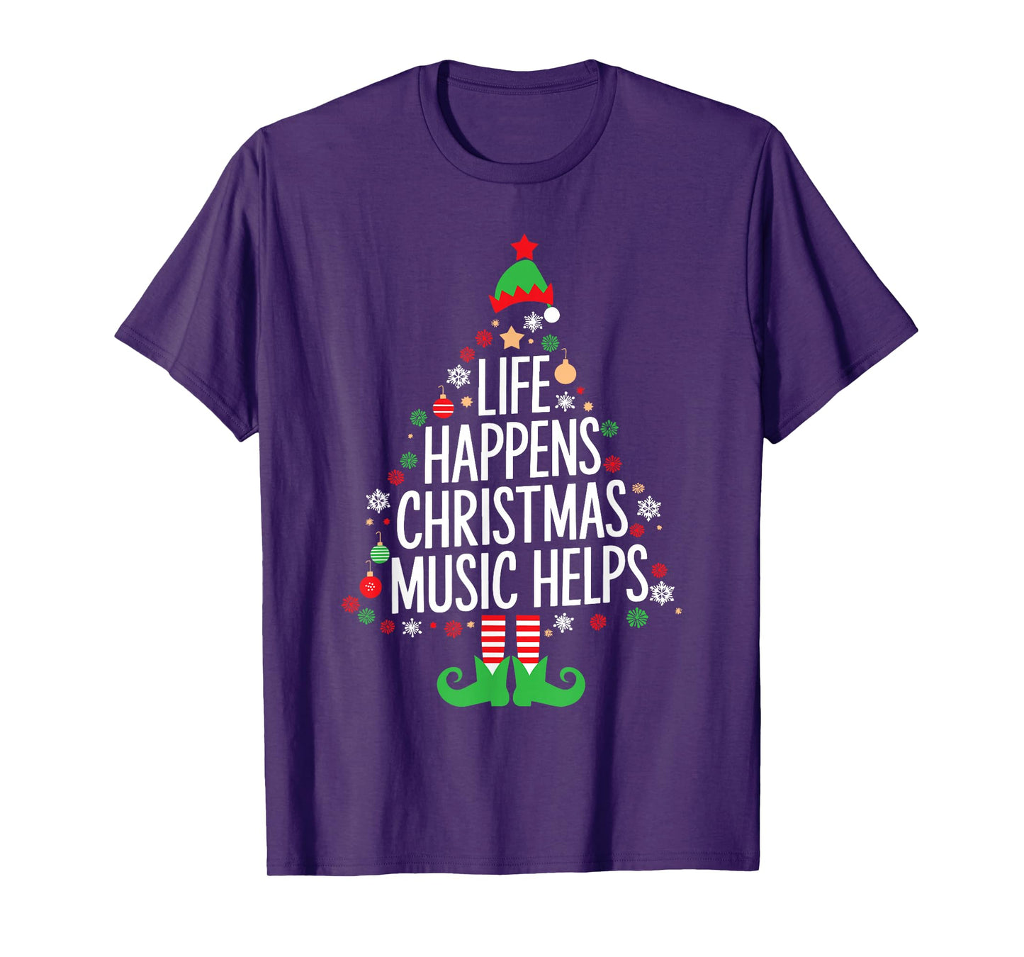 Life Happens Christmas Music Helps Matching Family Christmas T-Shirt