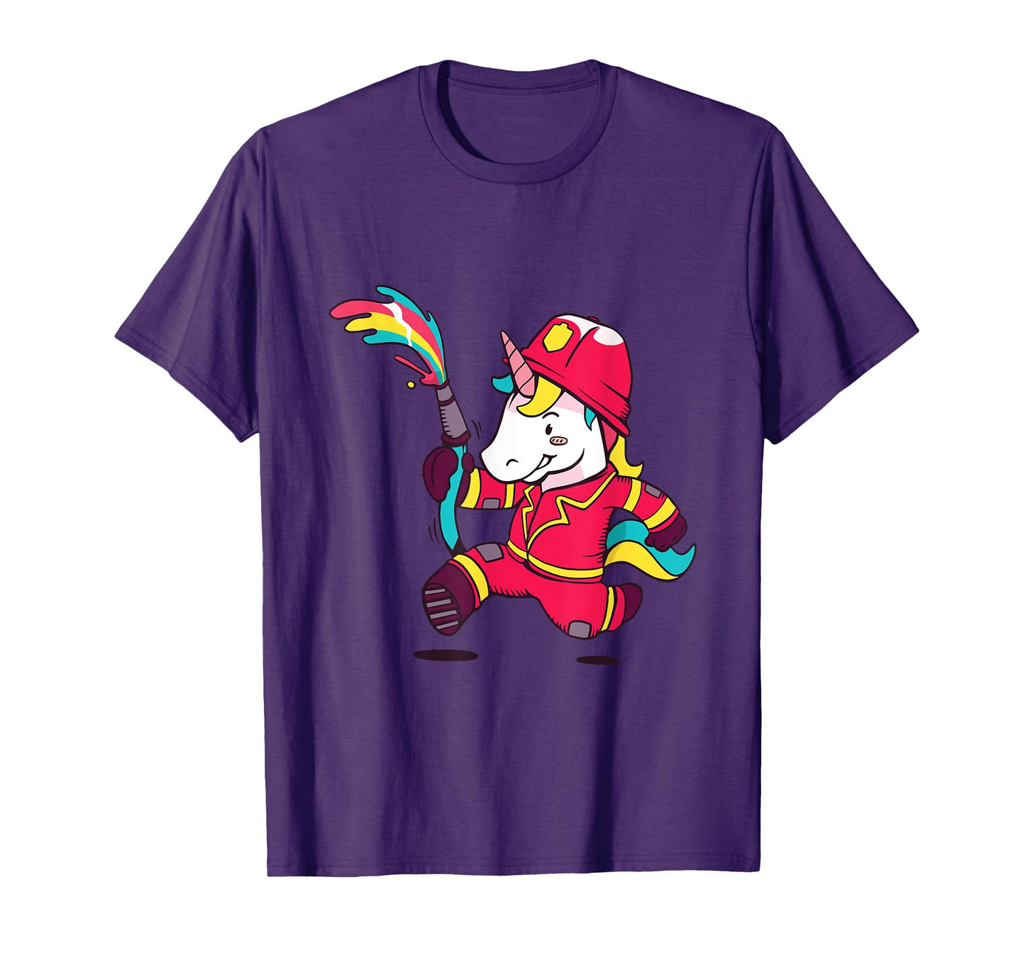 Cute Unicorn Fireman Cartoon Rainbow Unicorn T-Shirt