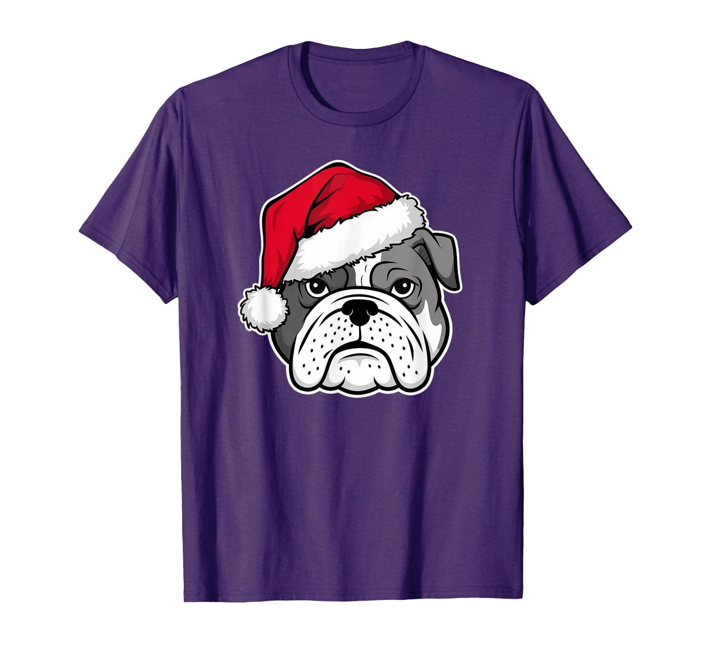 Joyful Bulldog Santa Dog on Bulldog Christmas T-Shirt