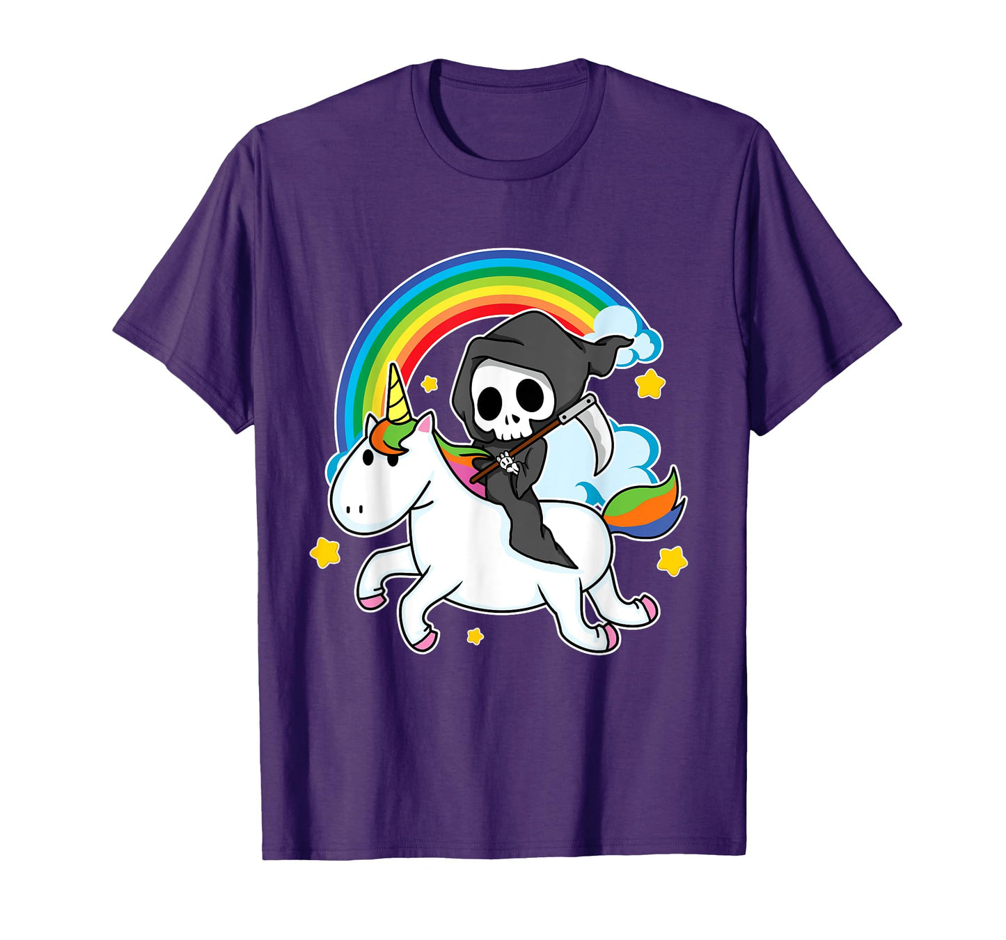 Halloween Unicorn Costume Grim Reaper Riding Unicorn T-Shirt