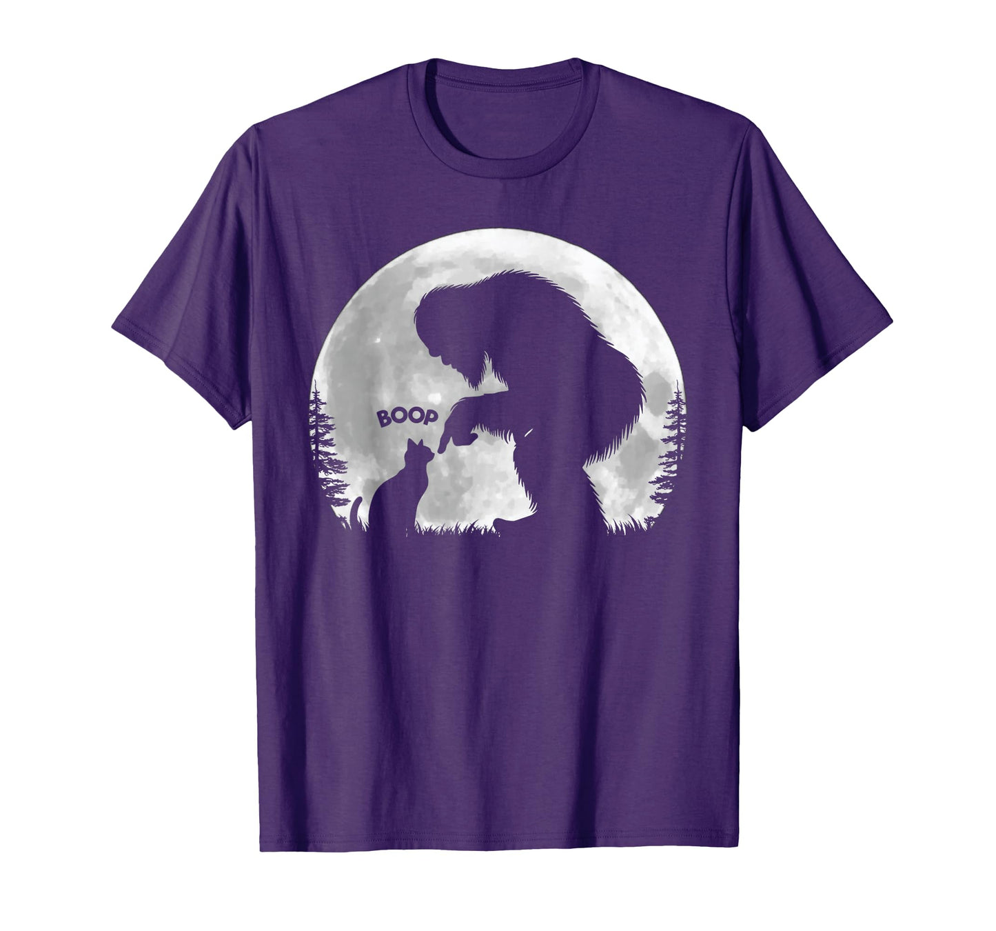 Fun Hand Boop Nose Bigfoot Sasquatch Cat Full Moon T-Shirt