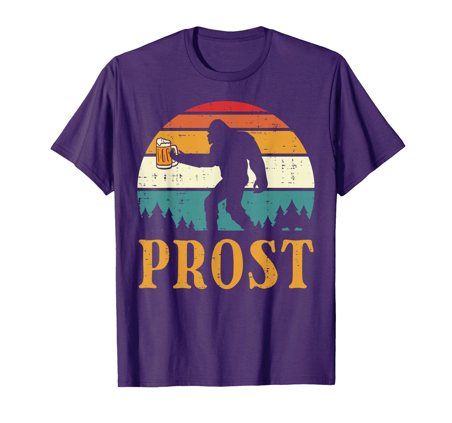 Oktoberfest Bigfoot Sasquatch Prost Retro German Men Women T-Shirt