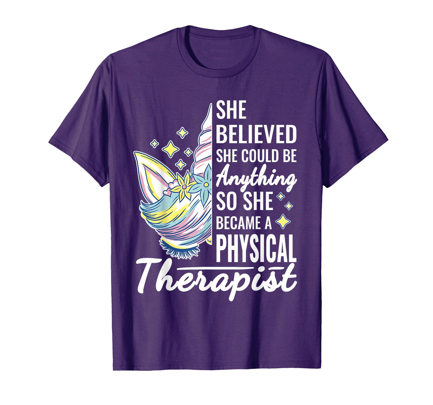 women physical therapy funny physical therapist cute unicorn T-Shirt