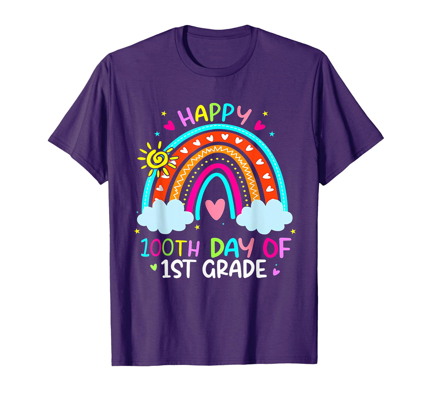 Happy 100th Day Of 1st Grade School Rainbow Teacher Kids T-Shirt