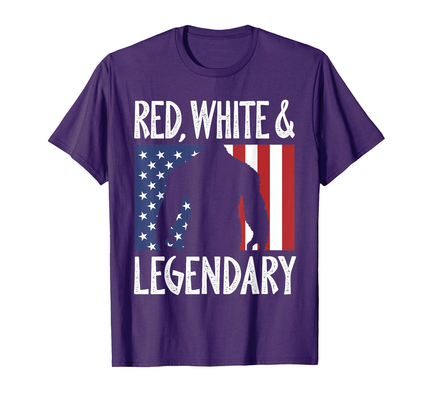 Red White Legendary 4th of July Patriotic Bigfoot Sasquatch T-Shirt