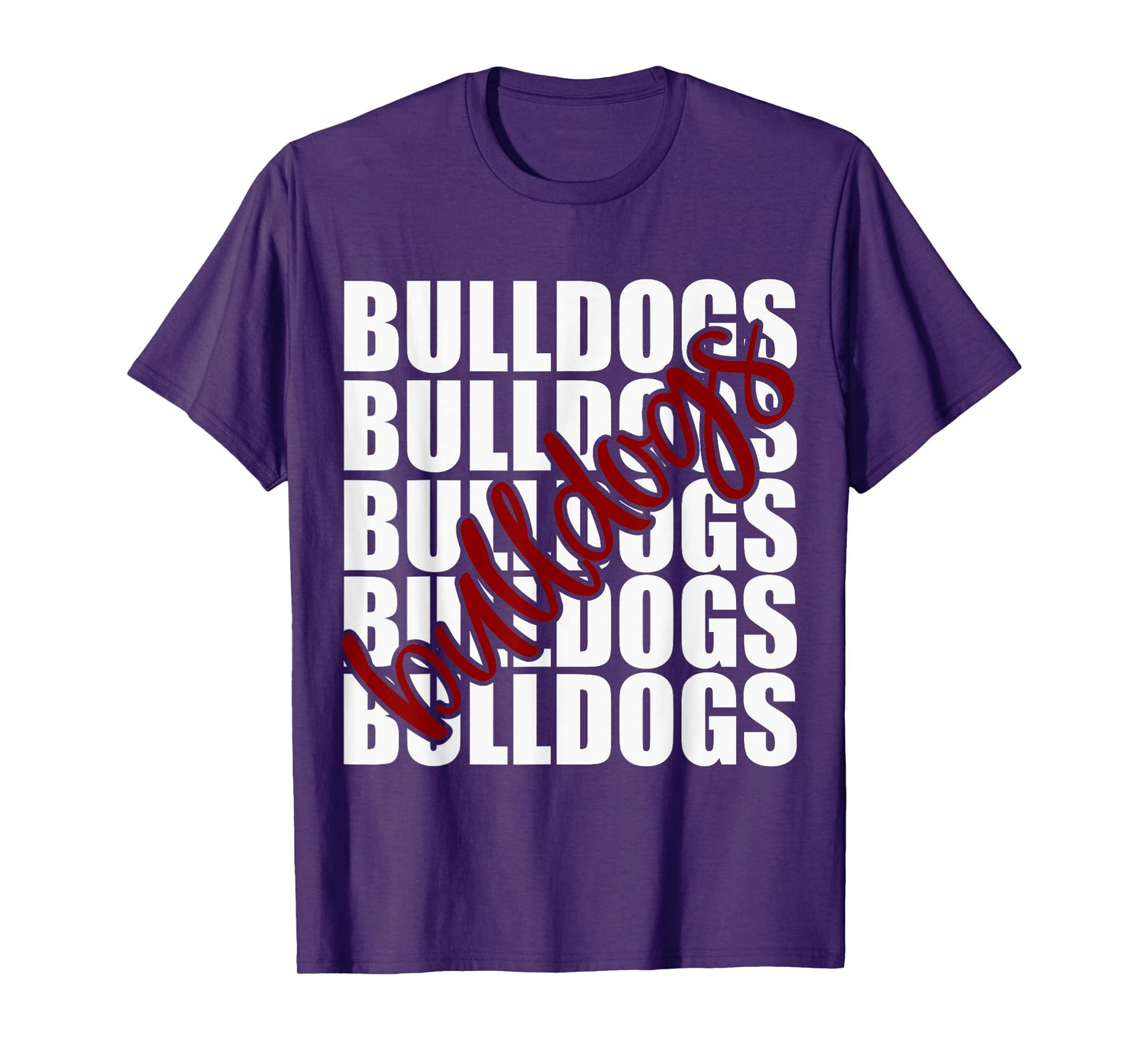Bulldogs Maroon School Sports Fan Team Spirit T-Shirt