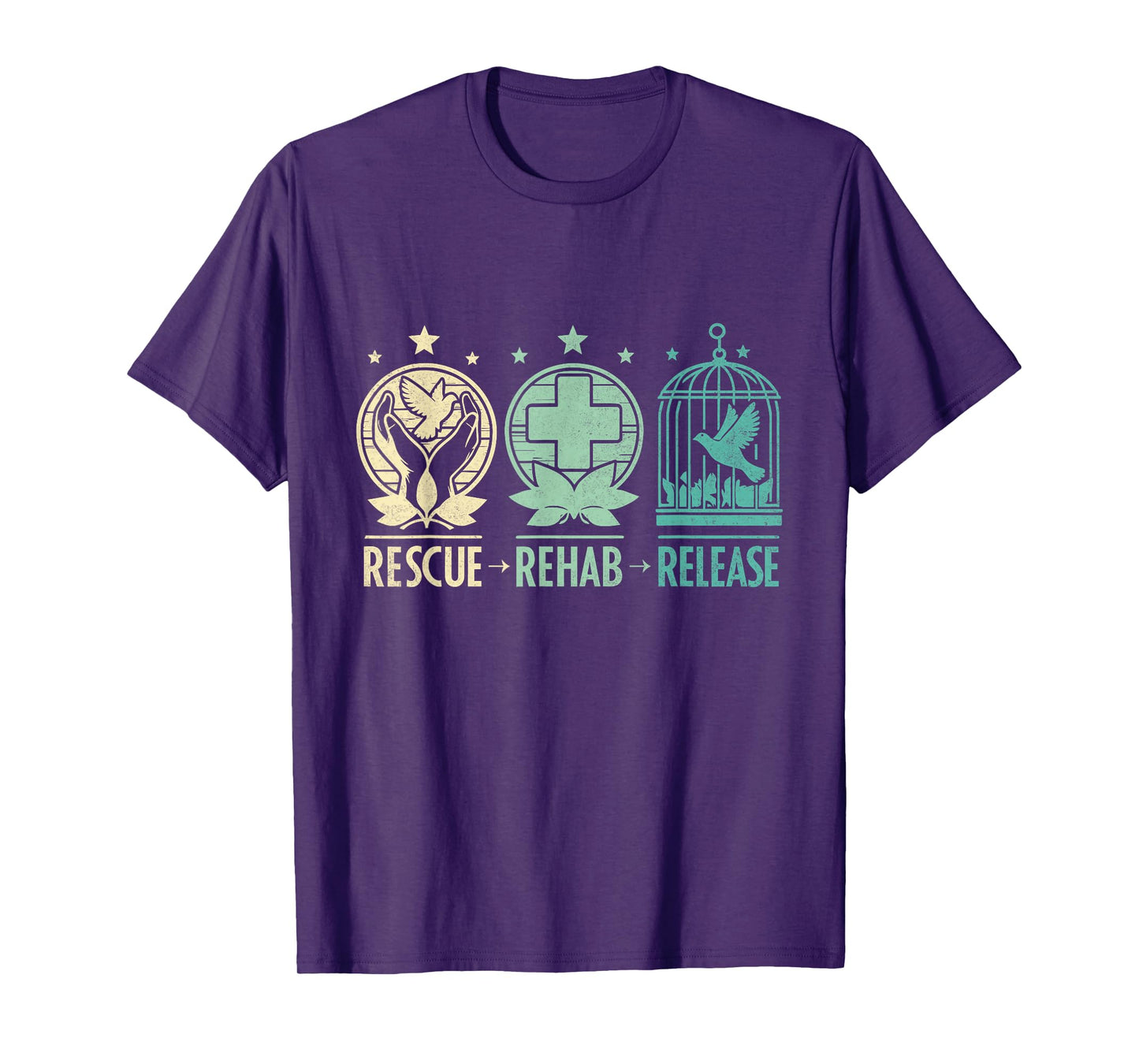 Rescue, Rehab, Release Wildlife Conservation & Care T-Shirt, Small, Black