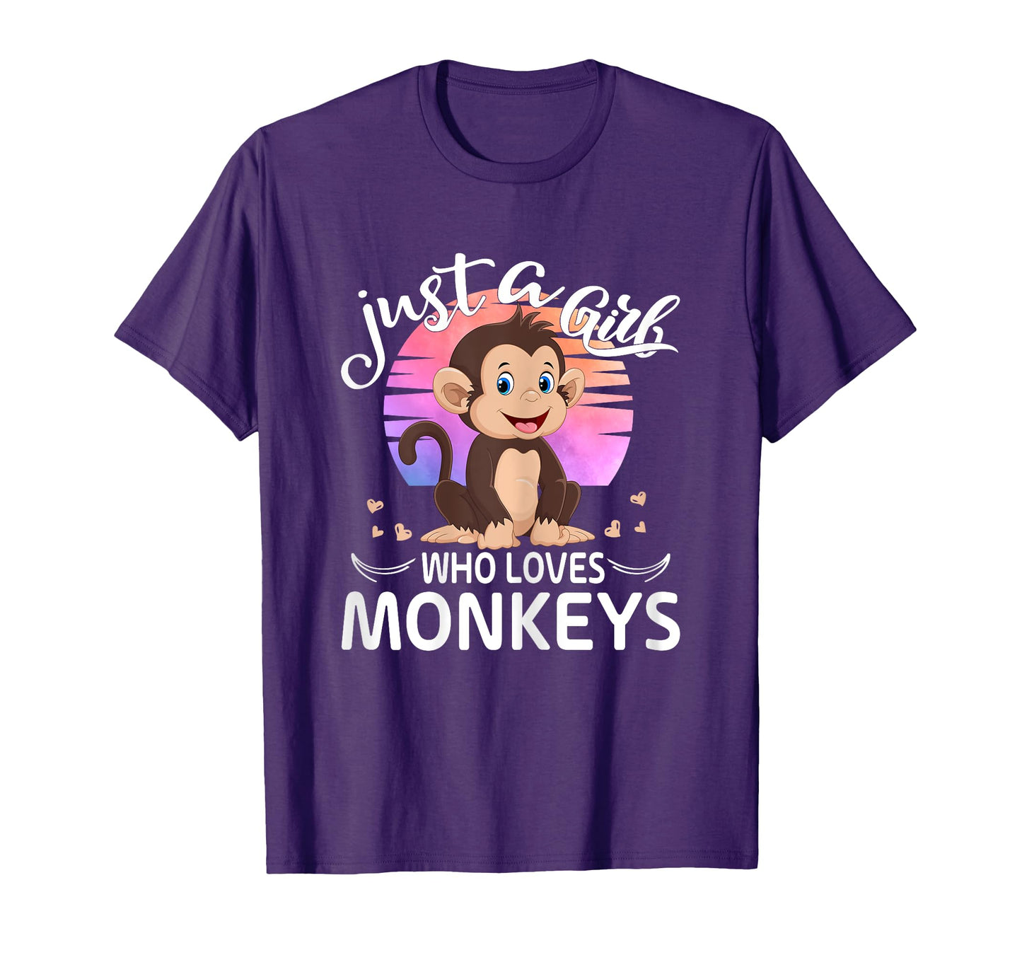 Just A Girl Who Loves Monkeys Cute Monkey Lover Girls Kids T-Shirt