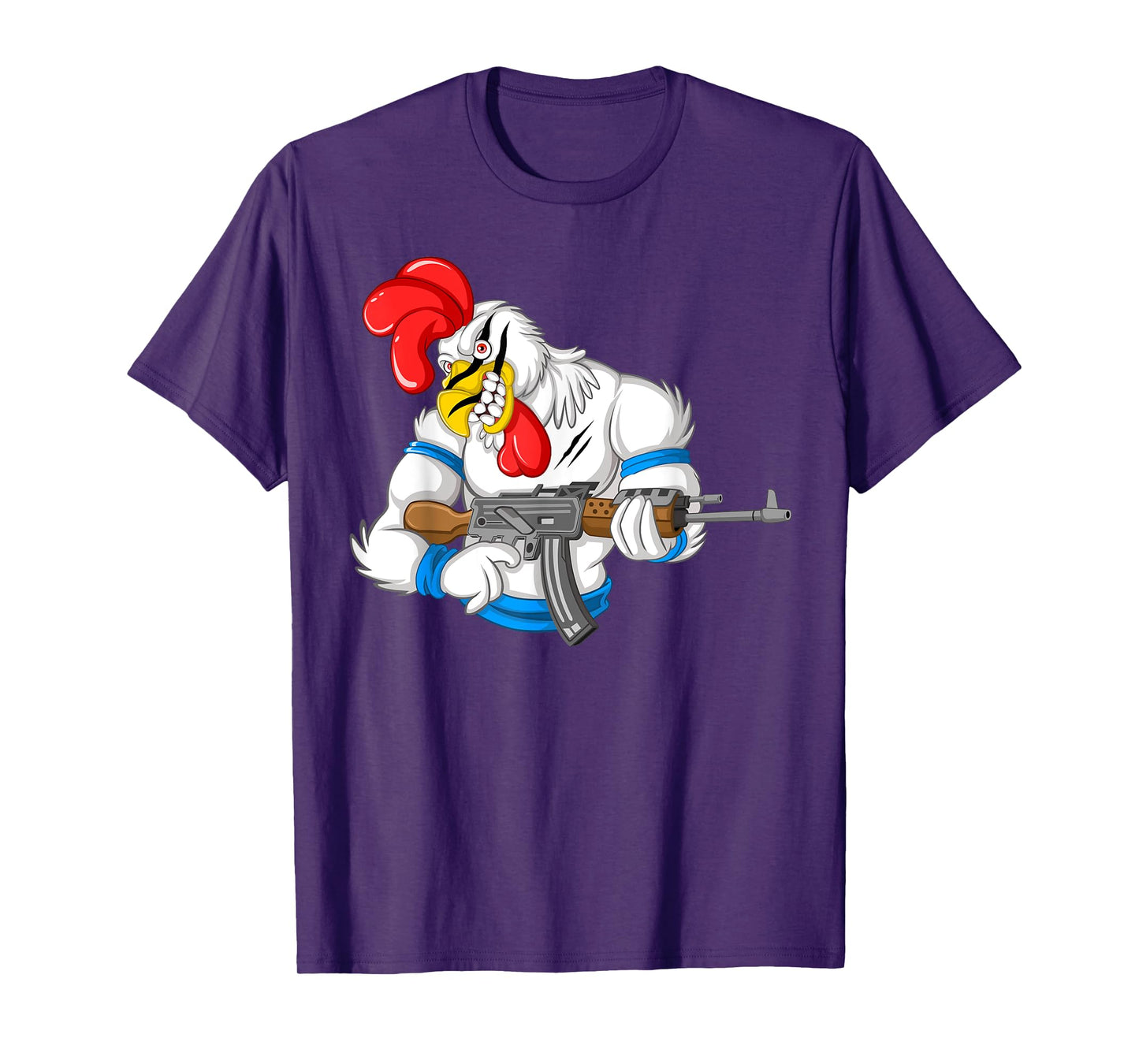 Angry Chicken Cartoon Weapon | Rooster Funny Gun Farmer Gift T-Shirt