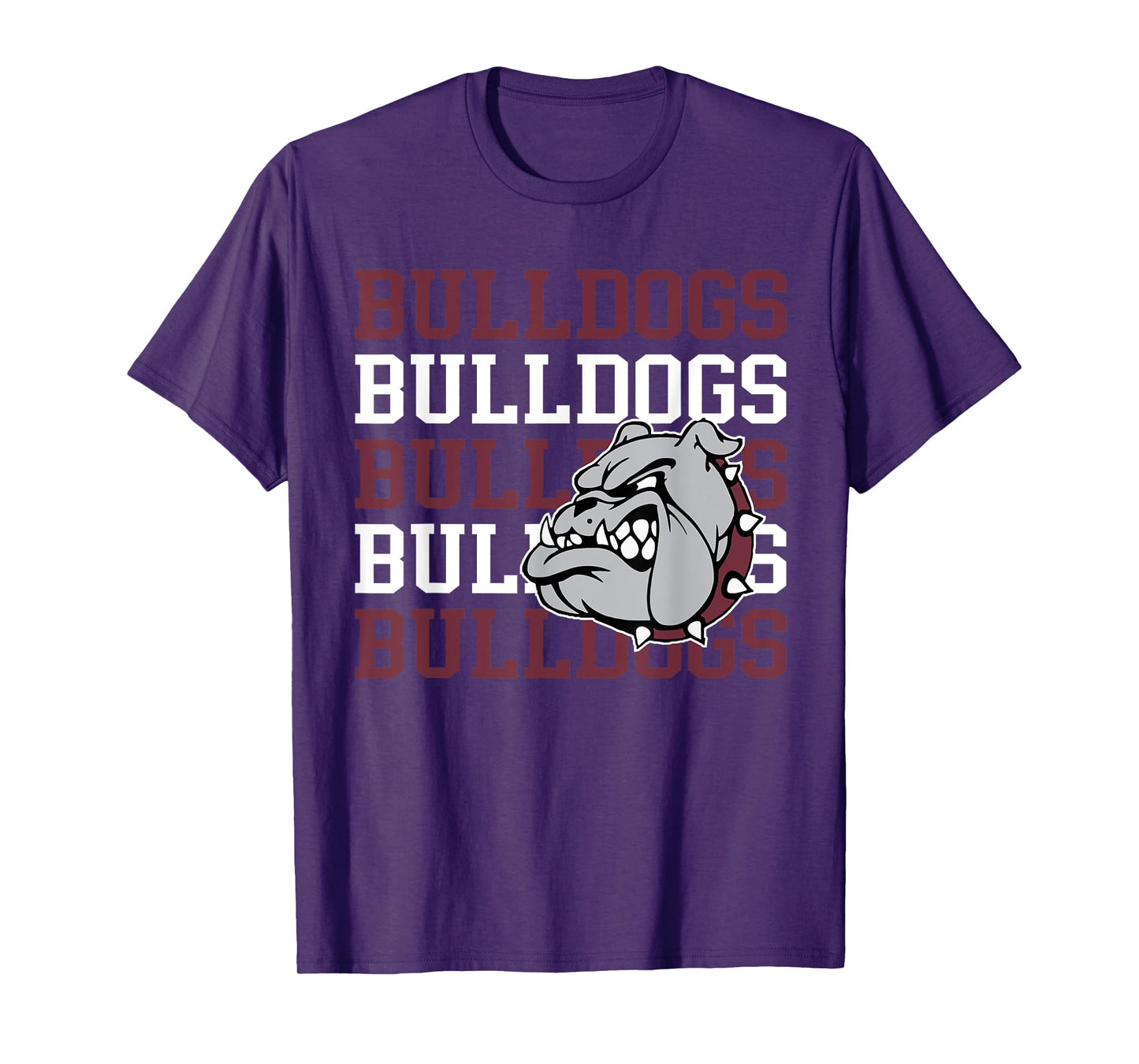 Maroon Bulldogs School Spirit Bulldog Mascot Teacher Bulldog T-Shirt