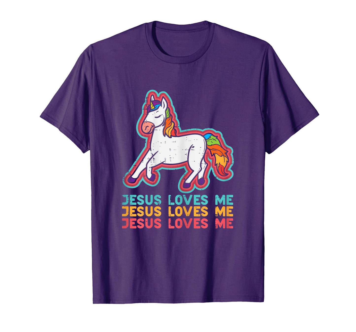Unicorn Jesus Loves Me Catholic God Christian Women Girls T-Shirt