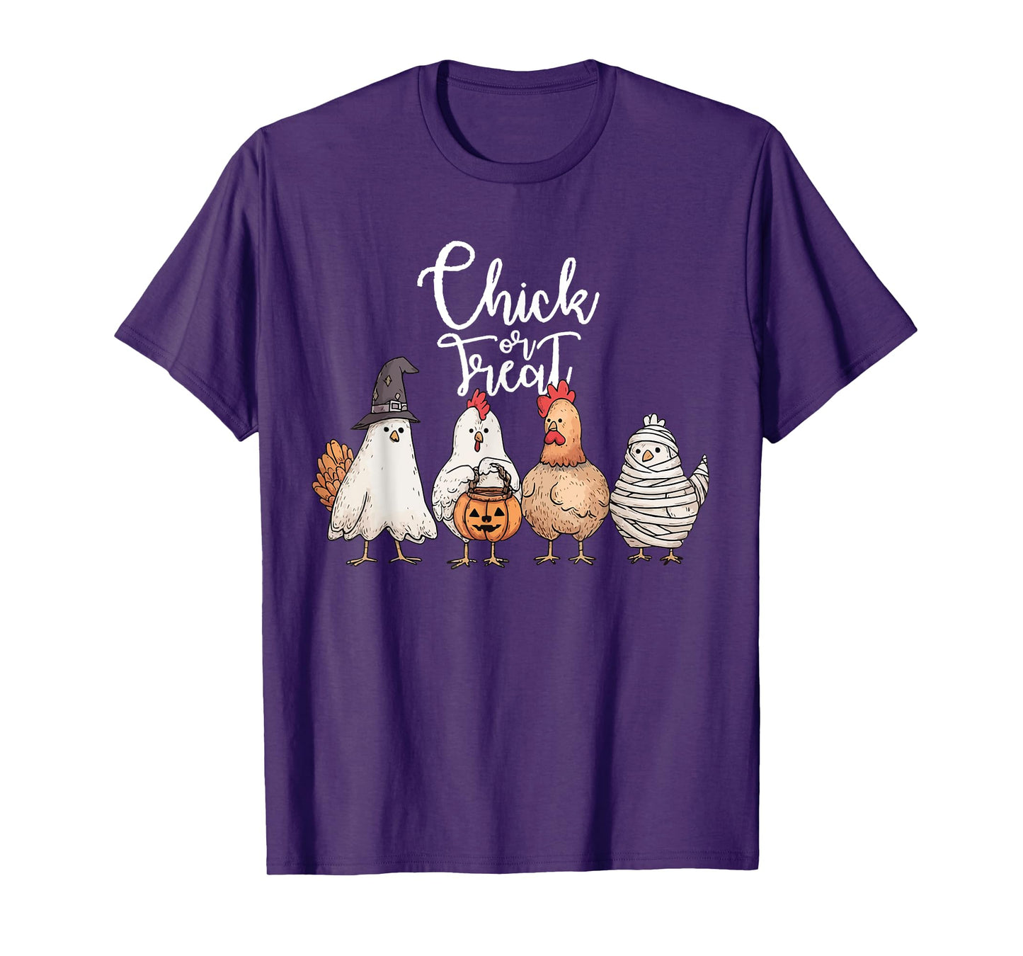 Funny Chicken Halloween Chick Or Treat Women Men Kids T-Shirt