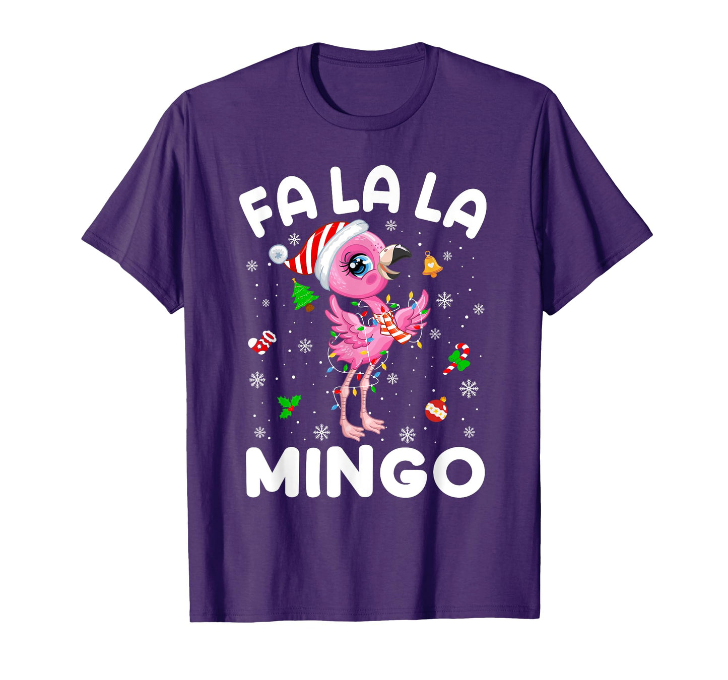 Fa La La Mingo Flamingo Christmas Santa Hat Xmas Pajamas T-Shirt