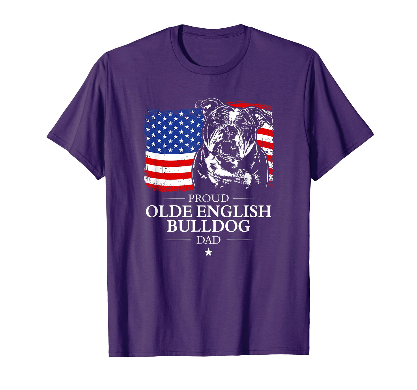 Proud Olde English Bulldog Dad American Flag patriotic dog Men T-Shirt