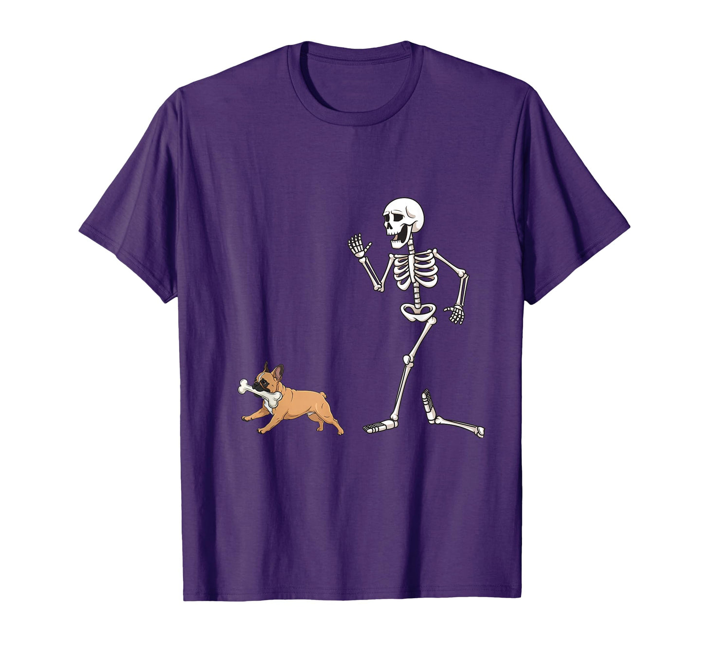 Funny Halloween French Bulldog and Skeleton T-Shirt