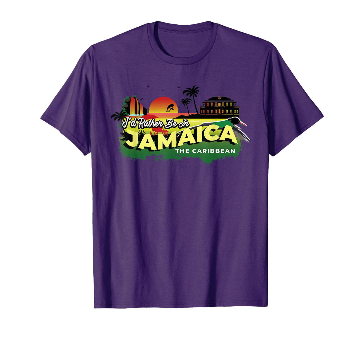 I'd Rather Be In Jamaica The Caribbean - Vintage Souvenir T-Shirt