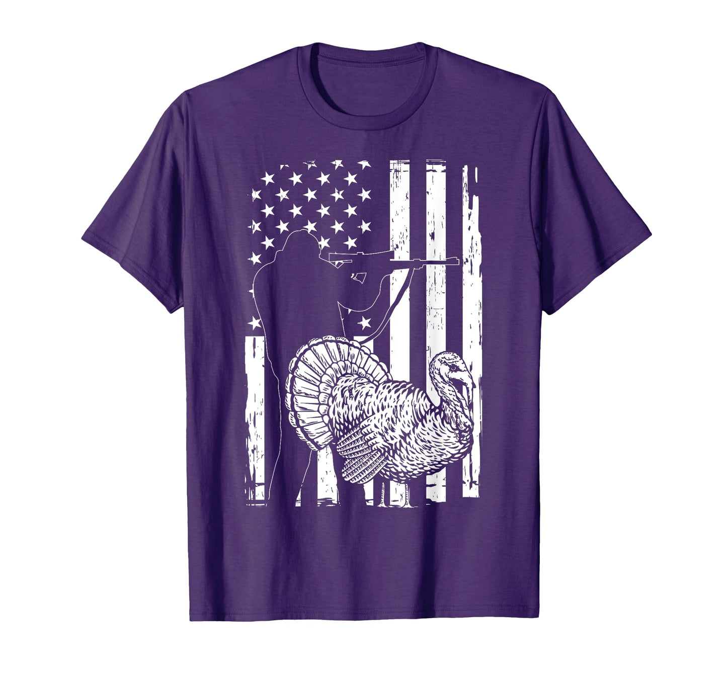 Turkey Hunting American Flag USA Turkey Hunter Women Men T-Shirt