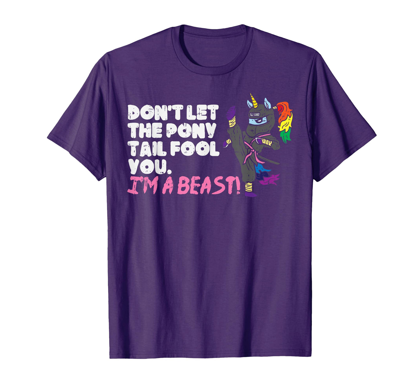 Karate Ninja Unicorn Ponytail Beast Martial Arts Girls Gift T-Shirt