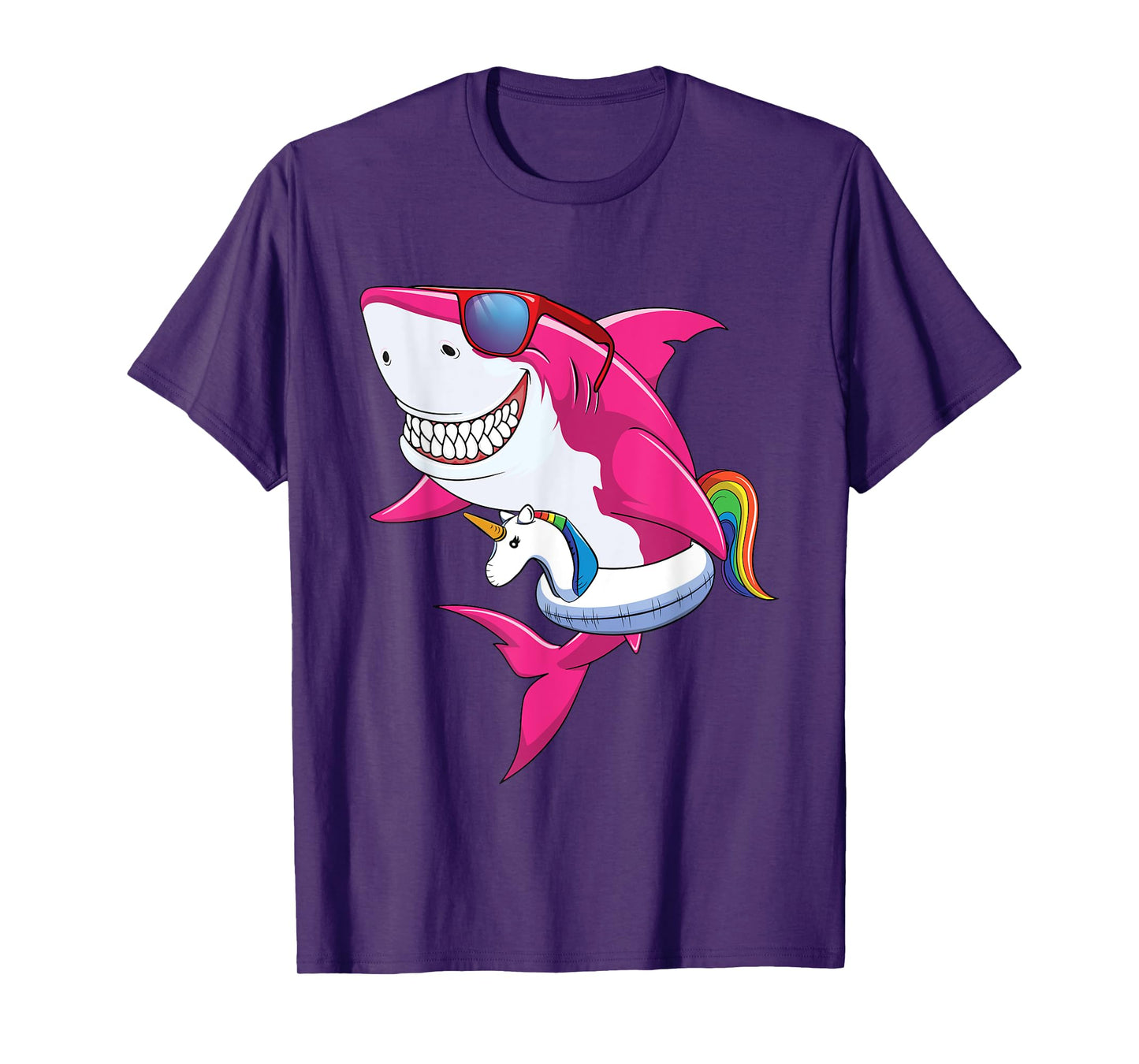Shark Summer Shirt Girls Women Vacation Pool Unicorn & Shark T-Shirt