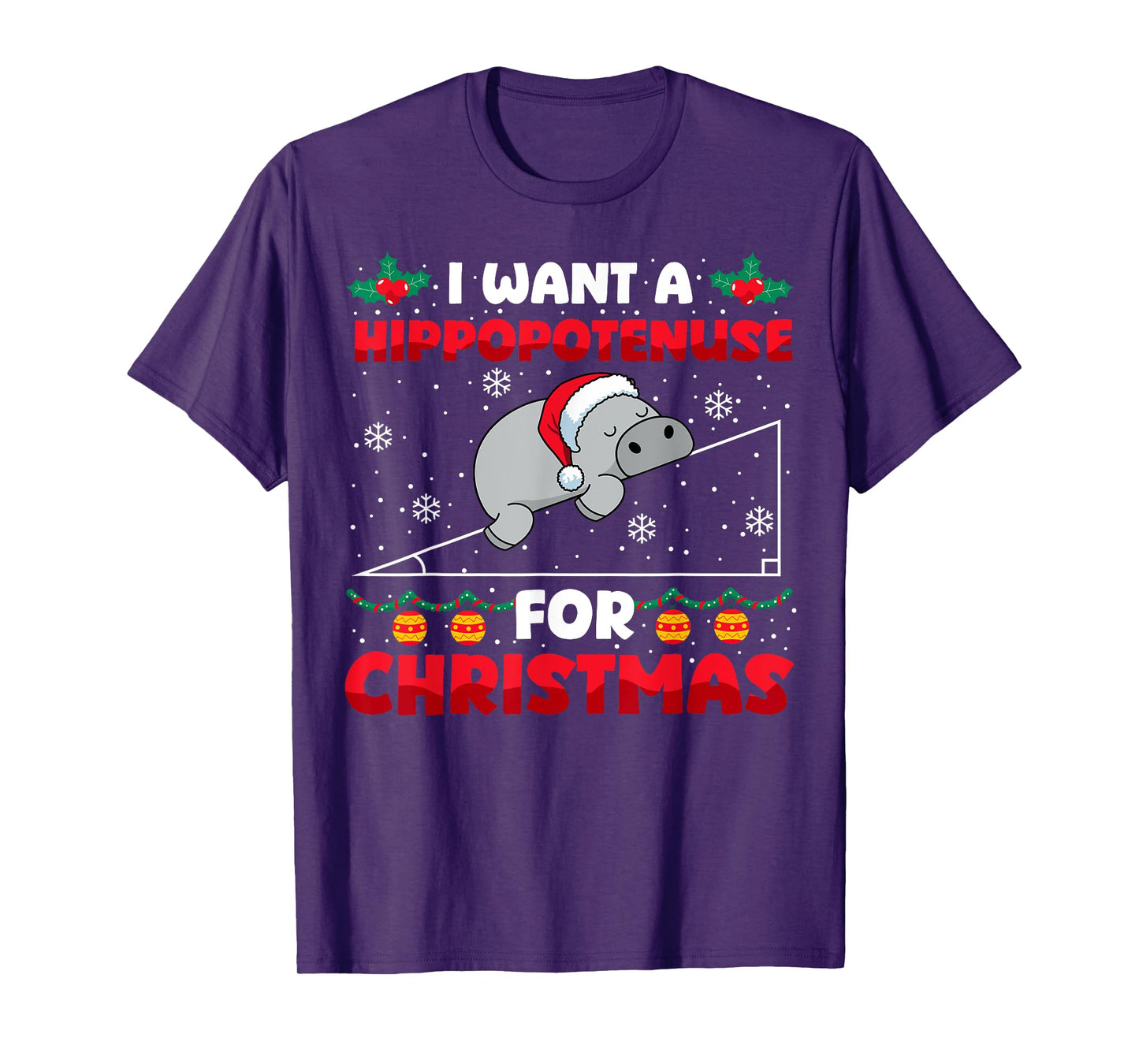 Funny Christmas Math Teacher Hippopotenuse Math Lovers Xmas T-Shirt