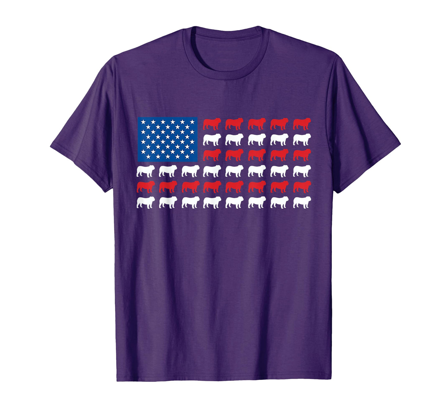 English Bulldog American Flag Patriotic 4th Of July Dog Men Women Kids T-Shirt