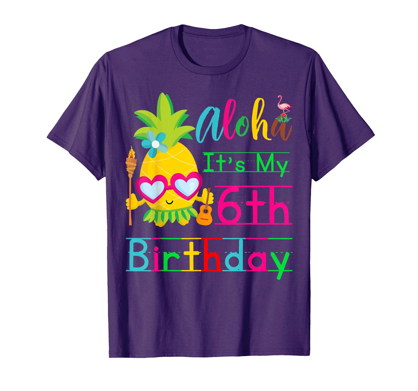 Aloha It's My 6th Birthday Hawaii Second Girls Luau Candles T-Shirt